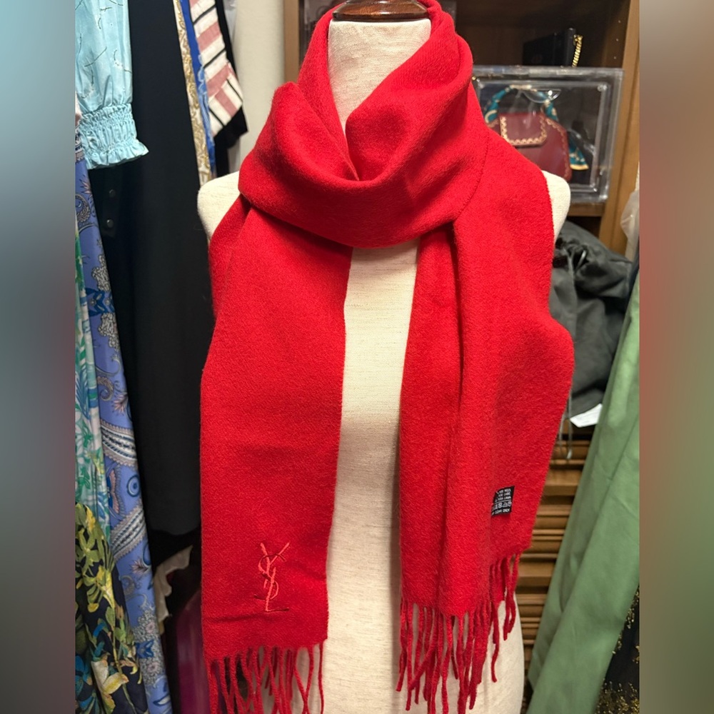 Yves Saint Laurent Vibrant Red Scarf